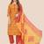 Orange Cotton Abstract Printed Stitched Kurta Suit Set