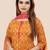 Orange Cotton Abstract Printed Stitched Kurta Suit Set