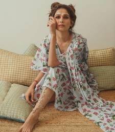 Iceberg Blue Kaftan Saree Without Blouse