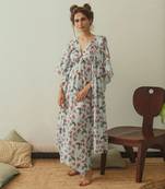 Iceberg Blue Kaftan Saree Without Blouse