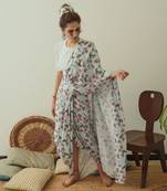 Iceberg Blue Lungi Saree & Top Set Without Blouse