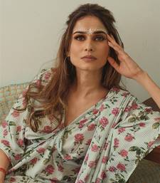 Sage Green Kaftan Saree Without Blouse