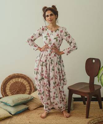 Cowled Soft Pink Berry Jumpsuit 1