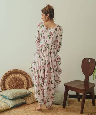 Cowled Soft Pink Berry Jumpsuit 2