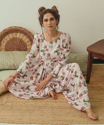 Cowled Soft Pink Berry Jumpsuit 4