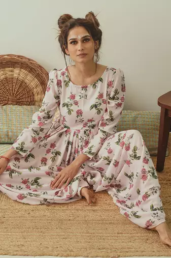 Cowled Soft Pink Berry Jumpsuit