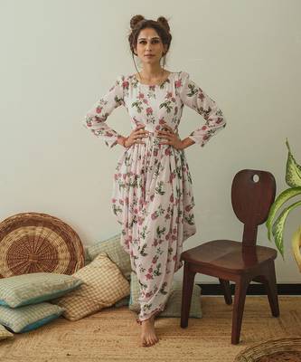 Cowled Soft Pink Berry Jumpsuit 5