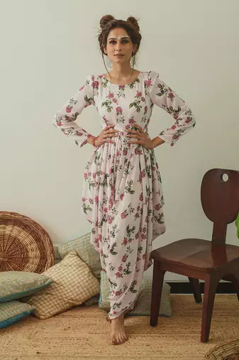 Cowled Soft Pink Berry Jumpsuit