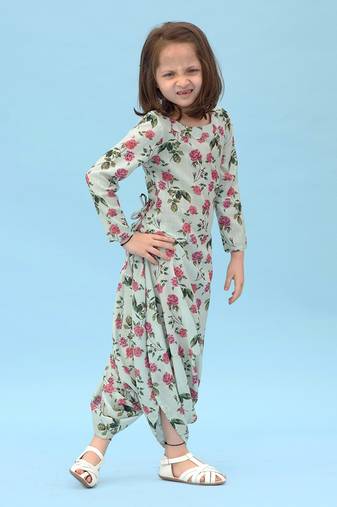 Sage Green Dhoti Jumpsuit Kids