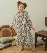 Sage Green Kaftan Saree Kidswear