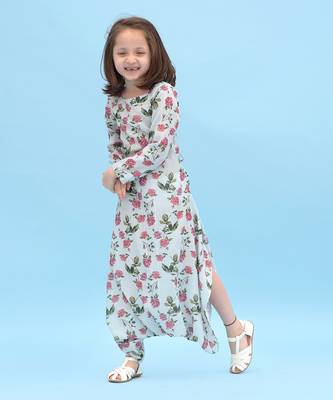 Sage Green Striped Dhoti Jumpsuit Kids 2