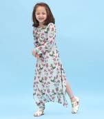 Sage Green Striped Dhoti Jumpsuit Kids