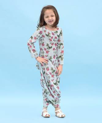 Sage Green Striped Dhoti Jumpsuit Kids 1