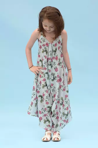Sage Green Striped Palazzo Jumpsuit Kids