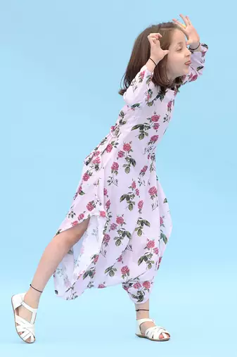 Soft Pink Berry Dhoti Jumpsuit Kids