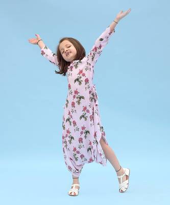 Soft Pink Berry Dhoti Jumpsuit Kids 3