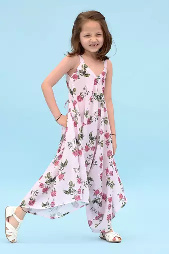 Soft Pink Berry Palazzo Jumpsuit Kids