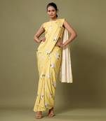 Yellow Floral Saree Skirt & Top Set