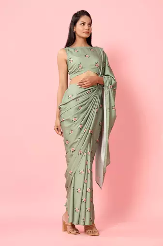 Seafoam Green Saree Set