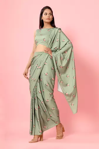 Seafoam Green Saree Set