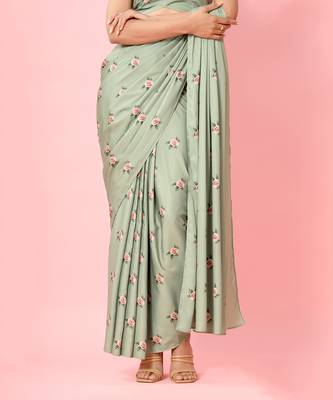 Seafoam Green Saree Set 4