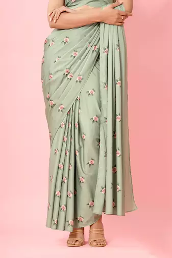 Seafoam Green Saree Set