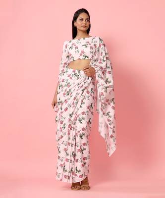 Soft Pink Berry Saree Set 1