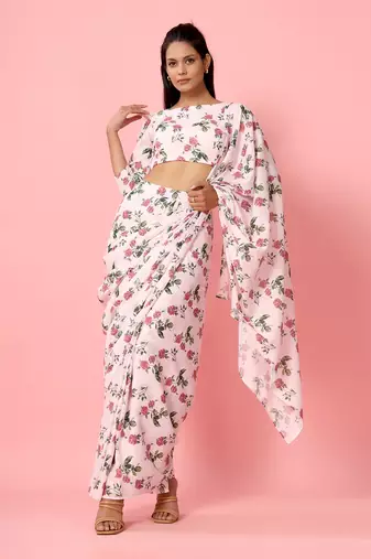 Soft Pink Berry Saree Set