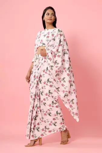 Soft Pink Berry Saree Set