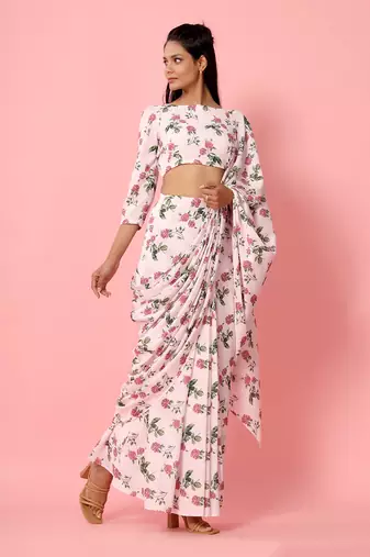 Soft Pink Berry Saree Set