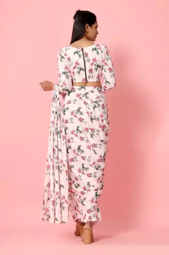 Soft Pink Berry Saree Set