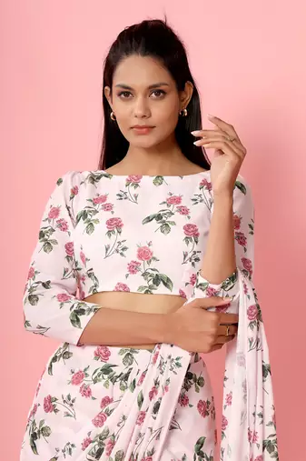 Soft Pink Berry Saree Set