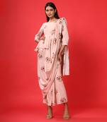 Carnation Pink Peplum Saree Dress