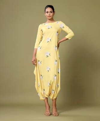 Yellow Floral Dhoti Jumpsuit 1