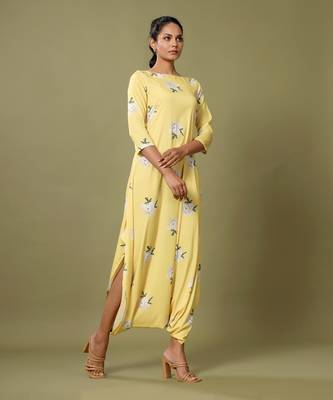 Yellow Floral Dhoti Jumpsuit 2