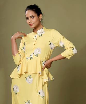 Yellow Floral Peplum Dhoti Jumpsuit 6