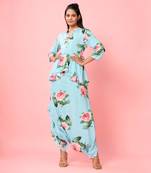 Striped Floral Peplum Dhoti Jumpsuit