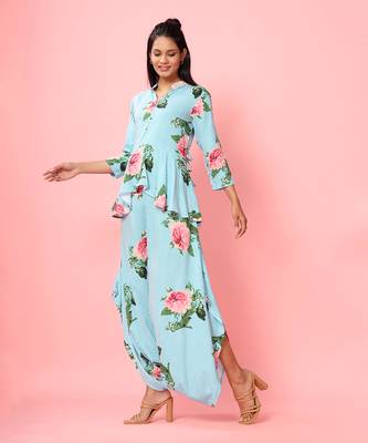 Striped Floral Peplum Dhoti Jumpsuit 2