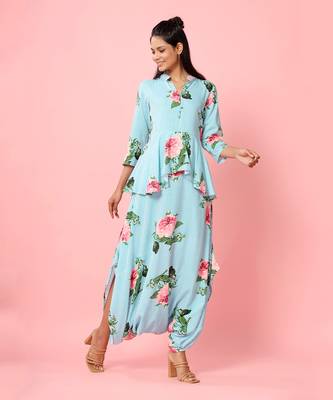 Striped Floral Peplum Dhoti Jumpsuit 3