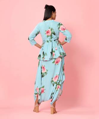 Striped Floral Peplum Dhoti Jumpsuit 5