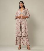 Laurel Green Bralette, Cape, Flared Pants Set