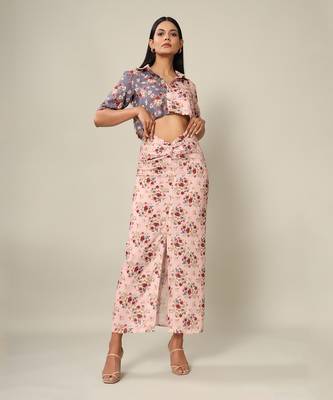 Pink Rayon Abstract Printed Co-Ord Set 1