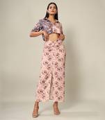 Pink Rayon Abstract Printed Co-Ord Set