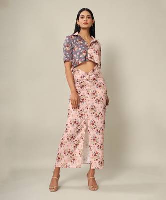 Pink Rayon Abstract Printed Co-Ord Set 2