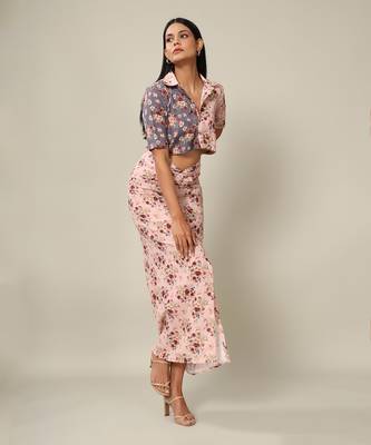 Pink Rayon Abstract Printed Co-Ord Set 3