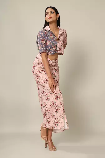Pink Rayon Abstract Printed Co-Ord Set