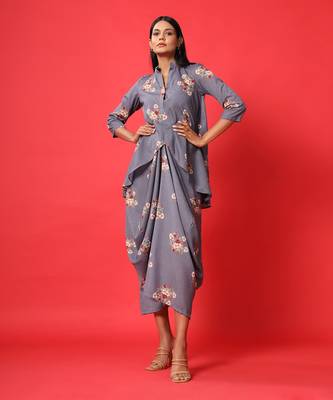 Persian Blue Dhoti Kurti Dress 1