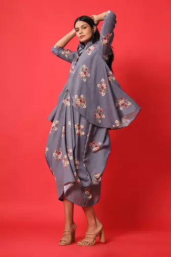 Persian Blue Dhoti Kurti Dress