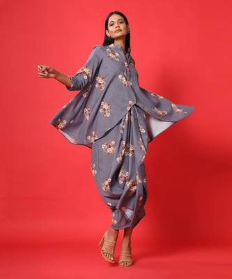 Persian Blue Dhoti Kurti Dress 3