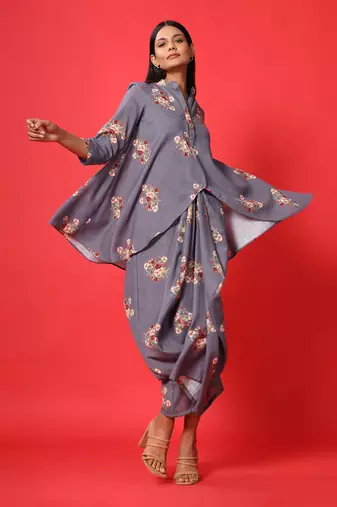 Persian Blue Dhoti Kurti Dress